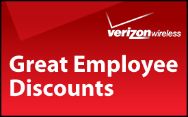 Verizon Wireless banner image and web link to access employee discount information